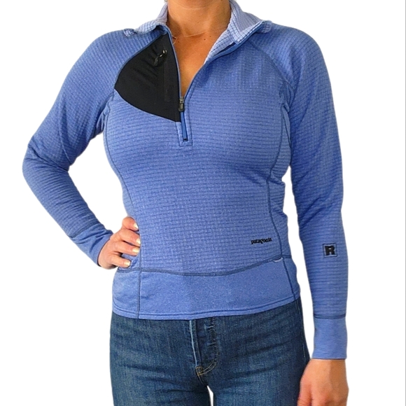 Patagonia Sweaters - Patagonia Small Long Sleeve Polartec Sweater Blue Quarter Zip Pockets
